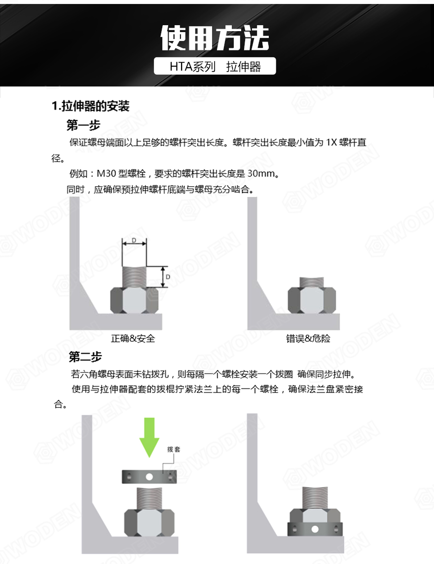 HTA液壓螺栓拉伸器使用步驟 HTA液壓螺栓拉伸器使用步驟